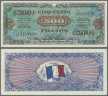 France: 500 Francs 1944 Allied Forces, P.119, nice looking note with some folds at center, left and right border, obviously pressed. Condition: F+
 [...