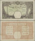 French West Africa: 25 Francs 1925 DAKAR P. 7Bb in used condition with folds and creases, pinholes, no repairs, still strongness in paper, condition: ...