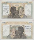 French West Africa: Banque de l'Afrique Occidentale 1000 Francs 1937-45 SPECIMEN, P.24s, highly rare and popular banknote in excellent condition, grea...