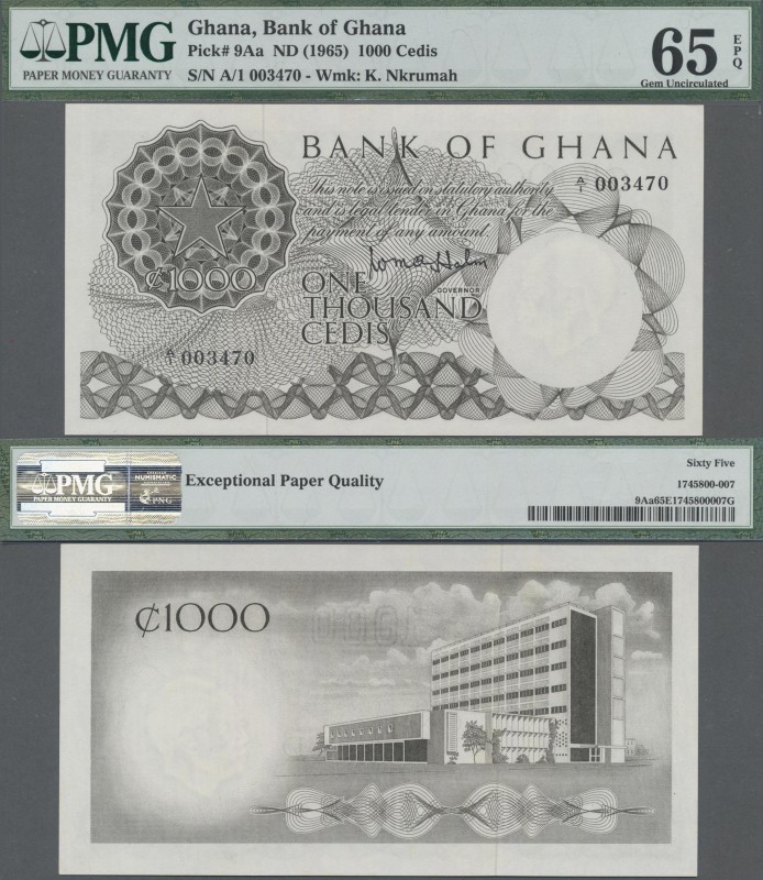 Ghana: Bank of Ghana 1000 Cedis ND(1965), P.9Aa, low serial number A/1 003470, e...