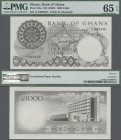 Ghana: Bank of Ghana 1000 Cedis ND(1965), P.9Aa, low serial number A/1 003470, excellent condition and PMG graded 65 Gem Uncirculated EPQ.
 [plus 19 ...