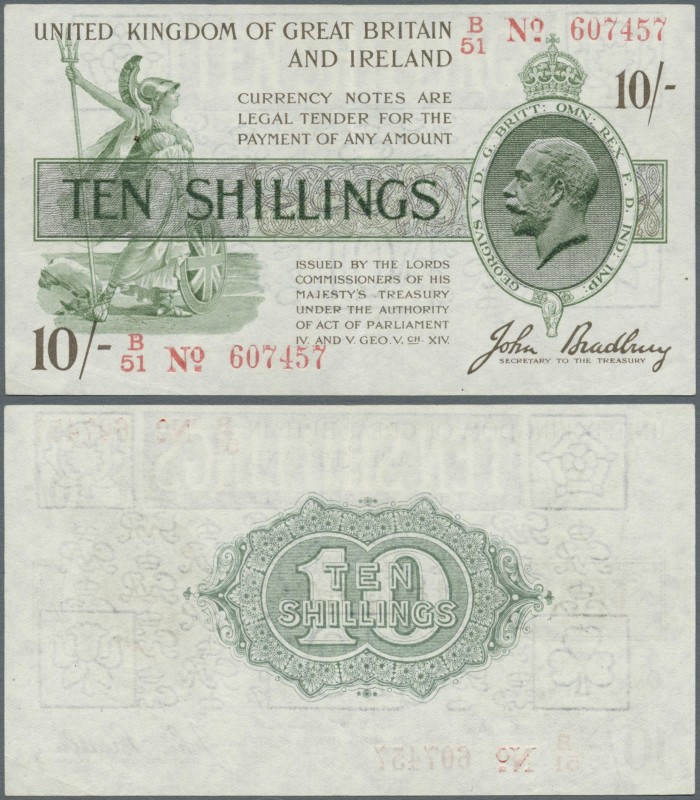 Great Britain: 10 Shillings ”John Bradbury” 1918 P. 350, T20, light center fold ...