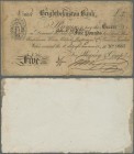 Great Britain: Brightelmston Bank, 5 Pounds 1841 (Grant B.456), stained, torn and re-joined with cardboard attachment on back, seldom seen issue.
 [t...