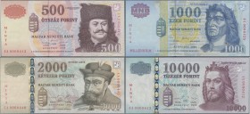 Hungary: Magyar Nemzeti Bank, nice lot with 5 Specimen / MINTA banknotes: 200 Forint 1998, 500 Forint 1998, 1000 Forint 2000, 2000 Forint 1998, 10000 ...