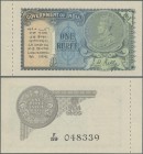 India: 1 Rupee ND portrait KGV P. 14b with counterfoil in original condition: UNC.
 [plus 19 % VAT]