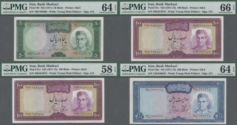 Iran: Bank Markazi Iran, set with 5 banknotes series ND(1971-73) containing 2x 5...