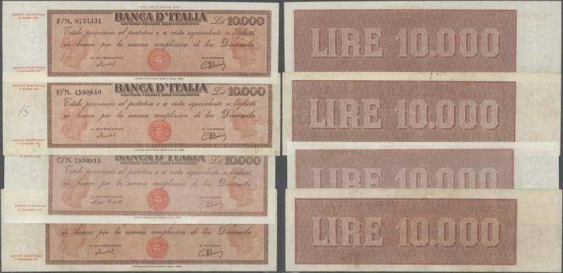 Italy: set of 4 notes 10.000 Lire ND(1947-50) P. 87, all notes in similar condit...