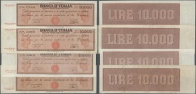 Italy: set of 4 notes 10.000 Lire ND(1947-50) P. 87, all notes in similar condition, light folds in paper but pressed, still strongness in paper, no h...