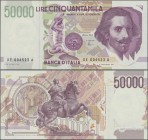 Italy: 50.000 Lire 1992 replacement letter ”XE” P. 166 in crisp original condition with bright colors and without any holes or tears, condition: UNC....