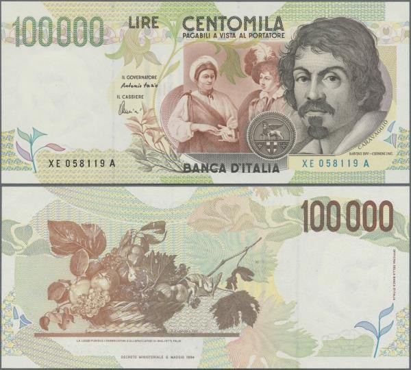 Italy: 100.000 Lire 1994 Replacement prefix XE P. 117, in condition: aUNC.
 [pl...