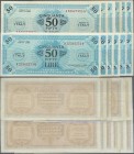 Italy: larger lot of 13 notes Allied Military Currency 50 Lire 1943A P. M20, in conditions: 4x XF+ to aUNC, 5x XF, 4x VF, some of them lightly pressed...