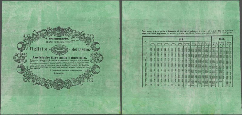 Italy: Regno Lombardo-Veneto, Commissario Imperiale Plenipotenziario 1200 Lire 1...