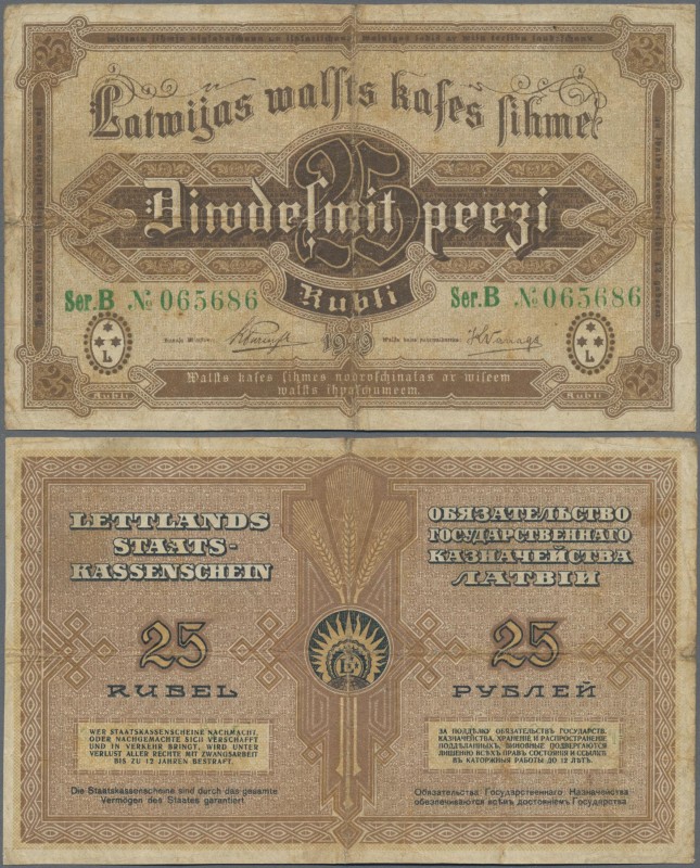 Latvia: Latvian Government Currency Note 25 Rubli 1919, ”Ser. B” and signatures:...