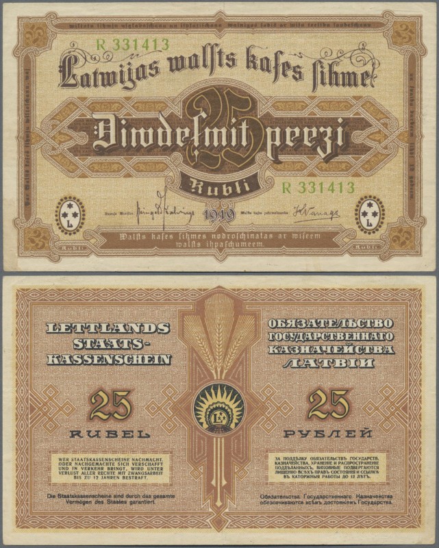 Latvia: Latvian Government Currency Note 25 Rubli 1919, series ”R” and signature...