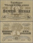 Latvia: Latvian Government Currency Note 100 Rubli 1919, ”Serija C” and signatures: Purinsch & Vanags, P.7b, very nice with stronger vertical fold and...