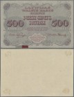 Latvia: Latvian Government Currency Note 500 Rubli 1920 uniface color trial front proof, P.8p with two small pieces of paper in gray and red attached ...
