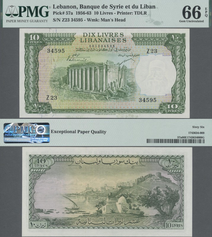 Lebanon: Banque de Syrie et du Liban 10 Livres 1961, P.57a, PMG graded 66 Gem Un...