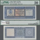 Libya: Bank of Libya 1 Pound L.1963, P.30, great condition with bright colors, some minor folds, PMG graded 50 About Uncirculated.
 [plus 19 % VAT]
