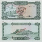 Libya: Central Bank of Libya 1 Dinar color trial SPECIMEN in green instead of blue color, ND(1972), P.35cts in perfect UNC condition. Very Rare!
 [ta...