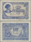 Luxembourg: Grand Duché de Luxembourg – Bon de Caisse 10 Francs ND(1923), P.34, still nice original shape without larger damages, some tiny margin spl...