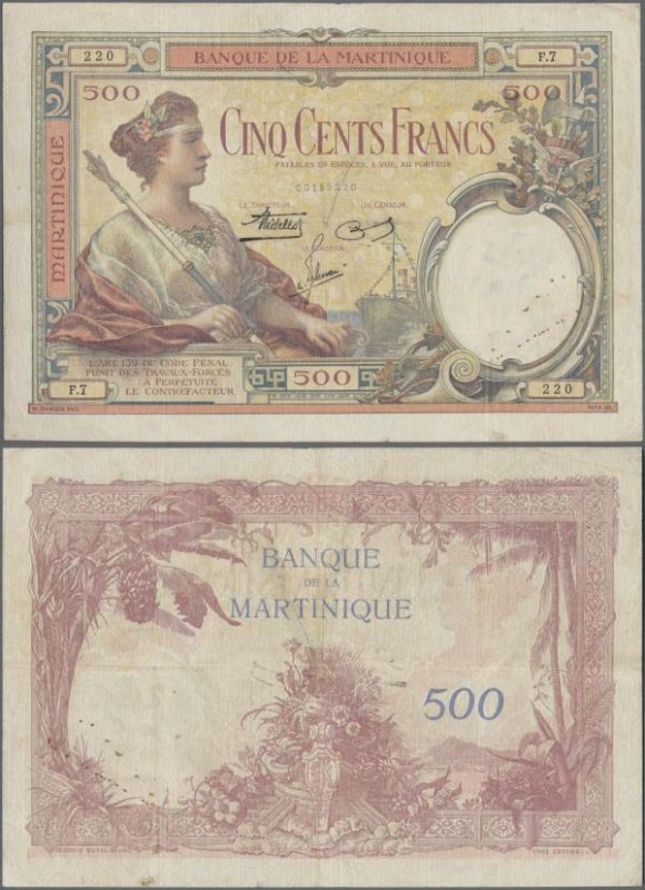 Martinique: Banque de la Martinique ND(1932-45), P.14, highly rare and seldom of...