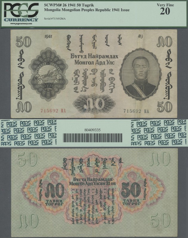 Mongolia: Peoples Republic of Mongolia 50 Tugrik 1941, P.26, very popular bankno...