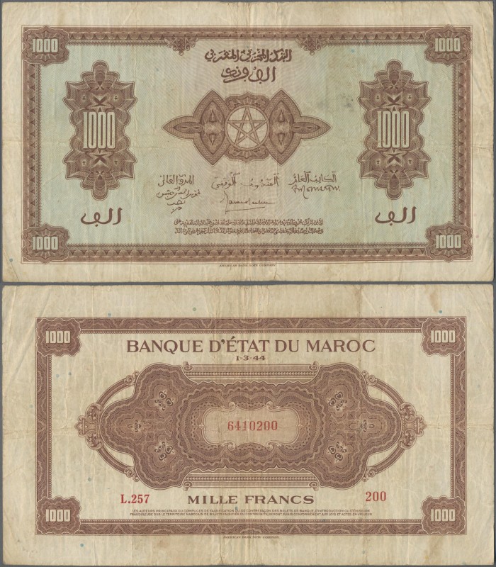 Morocco: Banque d'État du Maroc 1000 Francs dated 1st March 1944, P.28, still ni...