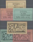 Netherlands: Set 3 pcs. Spendenquittungen Den Haag Ruhrhilfe 0,25, 0,50 and 1 Fl. ND(1947) in aUNC/UNC condition. (3 pcs.)
 [taxed under margin syste...