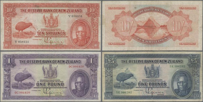 New Zealand: The Reserve Bank of New Zealand, very nice set with 10 Shillings, 1...