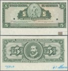 Nicaragua: 5 Cordobas 1962 proof print P. 108p with border piece, in condition: aUNC.
 [taxed under margin system]