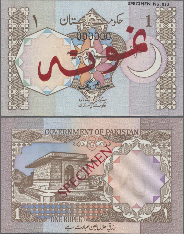 Pakistan: Government of Pakistan 1 Rupee ND(1982) SPECIMEN, P.26s with red overp...