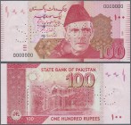 Pakistan: 100 Rupees ND Specimen P. 48as with specimen perforation, zero serial numbers, in condition: UNC.
 [taxed under margin system]