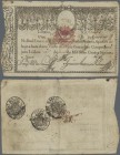 Portugal: 20.000 Reis 1799 revalidation issue ”Pedro IV” P. 31, stronger center fold with small pieces of tape on back for fixing minor border tears, ...