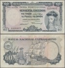 Portuguese India: Banco Nacional Ultramarino 60 Escudos 1959, P.42, still nice with a bit toned paper on reverse and almost 1 cm cut at left center, C...