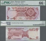 Qatar: Qatar Monetary Agency 1 Riyal ND(1973), P.1, perfect condition and PMG graded 66 Gem Uncirculated EPQ.
 [plus 19 % VAT]