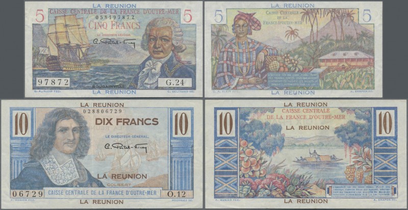 Réunion: Caisse Centrale de la France d'Outre-Mer pair with 5 and 10 Francs ND(1...