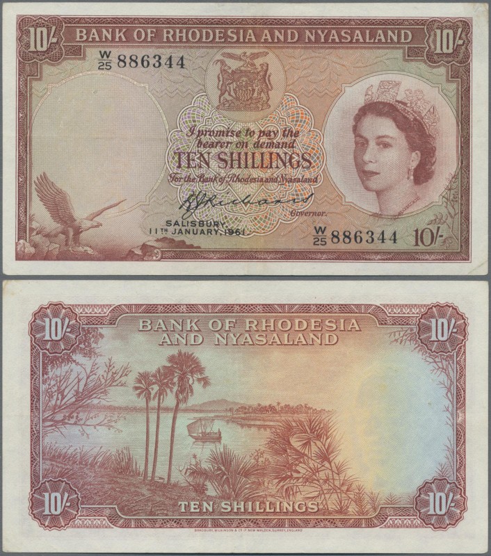 Rhodesia & Nyasaland: Bank of Rhodesia and Nyasaland 10 Shillings 1961, P.20b, v...