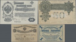 Russia: Northwest Russia, Western Volunteers Army, Mitau/Jelgava (capitol of Kurland), set with 1 Marka and 50 Marok 1919, P.S226 and S230 both in con...