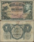 Sarawak: The Government of Sarawak 1 Dollar 1935, P.20, very popular note and an affordable tough note with rusty spots and lightly pressed, Condition...