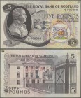 Scotland: The Royal Bank of Scotland 5 Pounds 1966 color trial SPECIMEN, P.328cts, zero serial number, punch hole cancellation and red overprint ”Spec...
