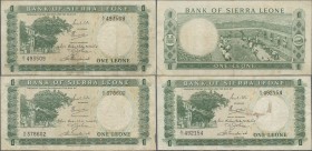 Sierra Leone: Bank of Sierra Leone set with 10 banknotes 1 Leone ND(1964-70), prefix A/7 and A/8, P.1b, all with handling marks in about F/F+ conditio...
