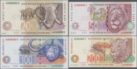 South Africa: Suid-Afrikaanse Reserwebank, Set of 5 Specimen Banknotes 1992-1999 Series with signature Mboweni: 10, 20, 50, 100, 200 Rand, P.123bs, 12...