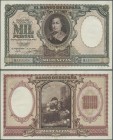 Spain: 1000 Pesetas 1940 P. 120, center fold, probably pressed, no holes or tears, nice colors and strong paper, condition: F+ to VF-.
 [taxed under ...