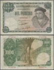 Spain: 1000 Pesetas 1946 P. 133a, used with folds, no holes or tears, still crispness in paper nad original colors, condition: F.
 [taxed under margi...