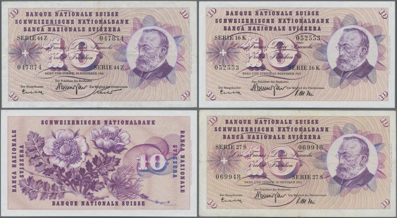 Switzerland: Huge lot with 18 banknotes 10 Franken with date 1958, 1959, 1961, 1...