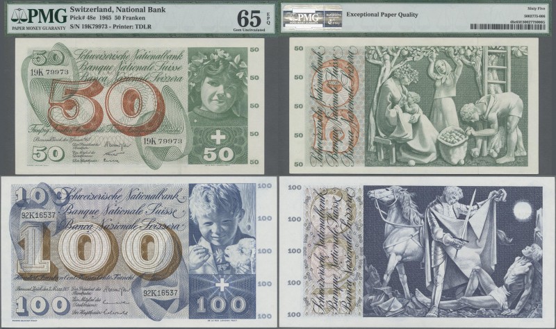 Switzerland: Huge lot with 13 banknotes, comprising 7x 50 Franken with date 1957...