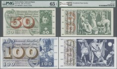 Switzerland: Huge lot with 13 banknotes, comprising 7x 50 Franken with date 1957, 1965, 1970, 1972, 1973 and 1974 and 6x 100 Franken dated 1956, 1957,...