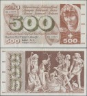 Switzerland: 500 Franken 24rd January 1972, P.51j, still nice with small border tear, several folds and minor spots on reverse, Condition: VF.
 [taxe...