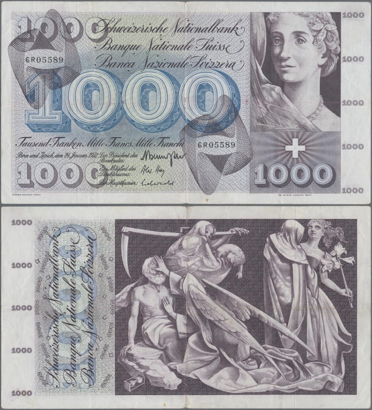 Switzerland: 1000 Franken 24rd January 1972, P.52k, nice original shape with a f...