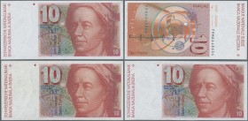 Switzerland: Nice lot with banknotes 10 Franken with date 1979, 1980, 1982, 1983, 1986, 1987 and 1990, P.53a,b,d,e,f,g,h in F to UNC condition. (14 pc...